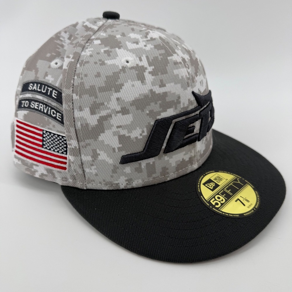 New Era New York Jets 59FIFTY Salute to Service Camo Fitted Hat 7 1/8 NFL24
